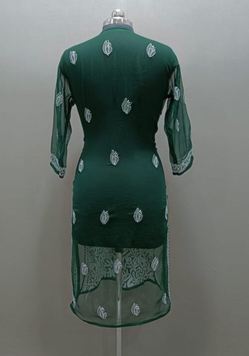 Georgette Chikankari Kurti with Front Jaal Work Back