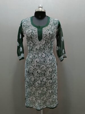 Georgette Chikankari Kurti with Front Jaal Work