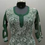 Georgette Chikankari Kurti with Front Jaal Work Zoomed