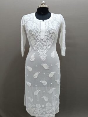 Georgette Chikankari Kurti with Ghaas Patti Work