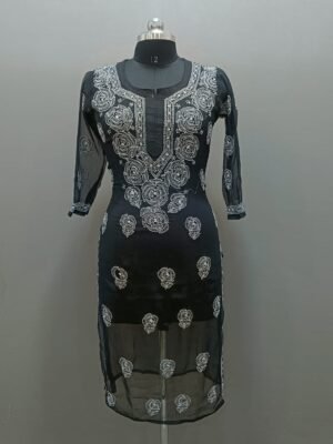 Georgette Chikankari Kurti with Gulab Work