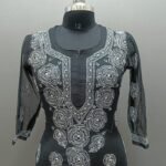 Georgette Chikankari Kurti with Gulab Work Zoom