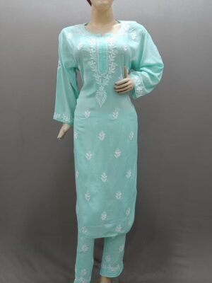 Modal Cotton Chikan Kurti with Pant