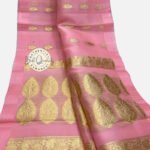 Kora Organza Zari Buta Saree Blush Pink