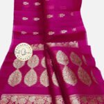 Kora Organza Zari Buta Saree Magenta