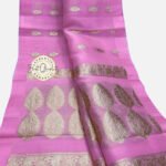 Kora Organza Zari Buta Saree Pink