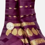 Kora Organza Zari Buta Saree Purple