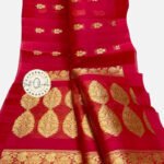 Kora Organza Zari Buta Saree Red