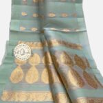 Kora Organza Zari Buta Saree Sea Green