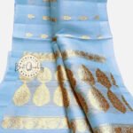 Kora Organza Zari Buta Saree Sky Blue