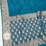 Warm Silk Zari Designer Border Booti Pallu Sea Blue