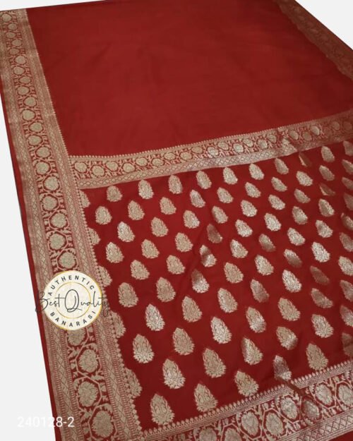 Warm Silk Zari Designer Border Booti Pallu Maroon