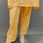 Chanderi Silk Chikan Kurti Set Pant