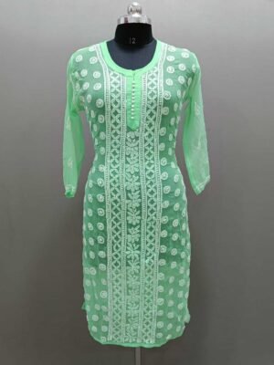 Georgette Chikankari Kurti with Panel Designs