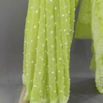 Georgette Chikankari Saree Pallu Keel Jaal Work