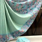 Kanjivaram Soft Silk Floral Digital Printed Saree Sea Blue1