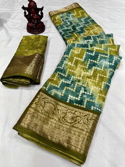 Lehriya Special Dola Silk Saree Jacquard Border Brown2