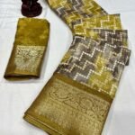 Lehriya Special Dola Silk Saree Jacquard Border Golden2