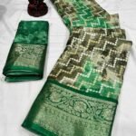 Lehriya Special Dola Silk Saree Jacquard Border Green2