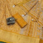 Muslin Cotton Print Saree Yellow