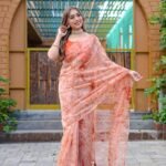 Pure Organza Silk Weaving Saree Brown