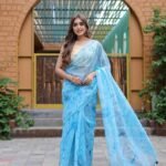 Pure Organza Silk Weaving Saree Sky Blue