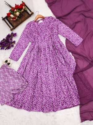 Purple Georgette Anarkali Suit with Dupatta & Bottom