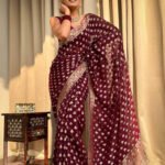 Semi Georgette Saree with All over Zari Buti Maroon