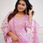 Straight Kurta Set with Sanganeri Block Print Pink2