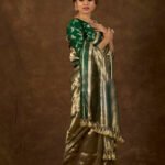 Tissue Silk Plain Saree with Zari Work Green