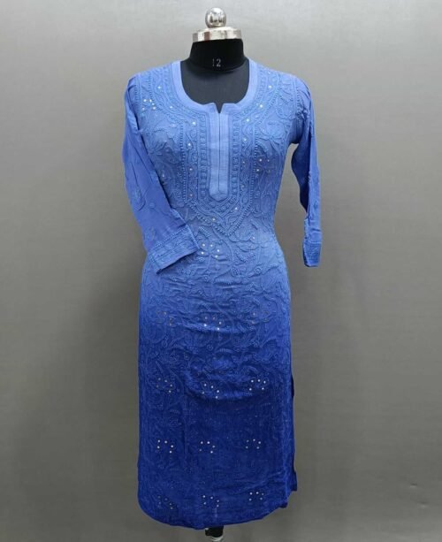 Viscose Chikankari Kurti Front Jaal Work Full