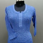 Viscose Chikankari Kurti Front Jaal Work Zoom