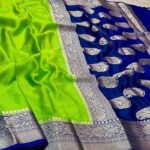 Warm Silk Zari Designer Border Banarasi Saree Green Blue