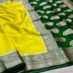 Warm Silk Zari Designer Border Banarasi Saree Yellow Green