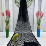 Soft Net Fabric Designer Saree Black3