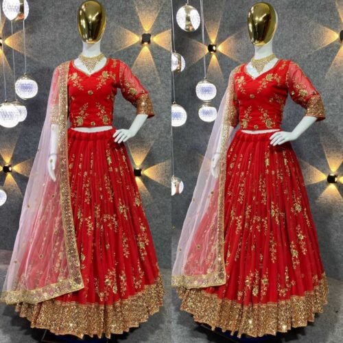 Faux Georgette Canvas Patta Lehenga Choli2-3