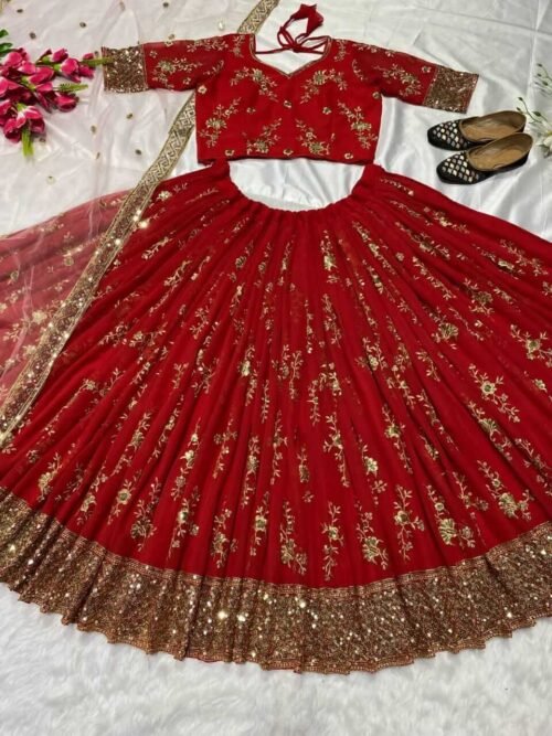 Faux Georgette Canvas Patta Lehenga Choli3