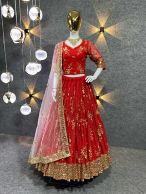 Faux Georgette Lehenga 5mm Sequence Work (Canvas Patta)