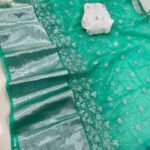 Kanchipuram Organza Butterfly Saree Green