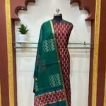 Maheshwari Half Cotton Half Silk Handblock Print Top Dupptta Sets Green2