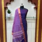 Maheshwari Half Cotton Half Silk Handblock Print Top Dupptta Sets Purple