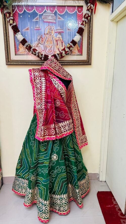 Rajasthani Lehenga Chunni green Magenta