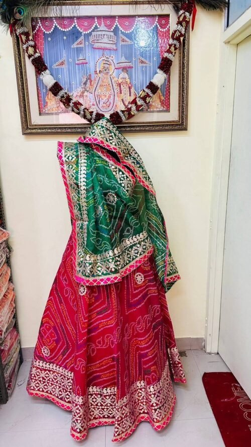 Rajasthani Lehenga Chunni Magenta Green