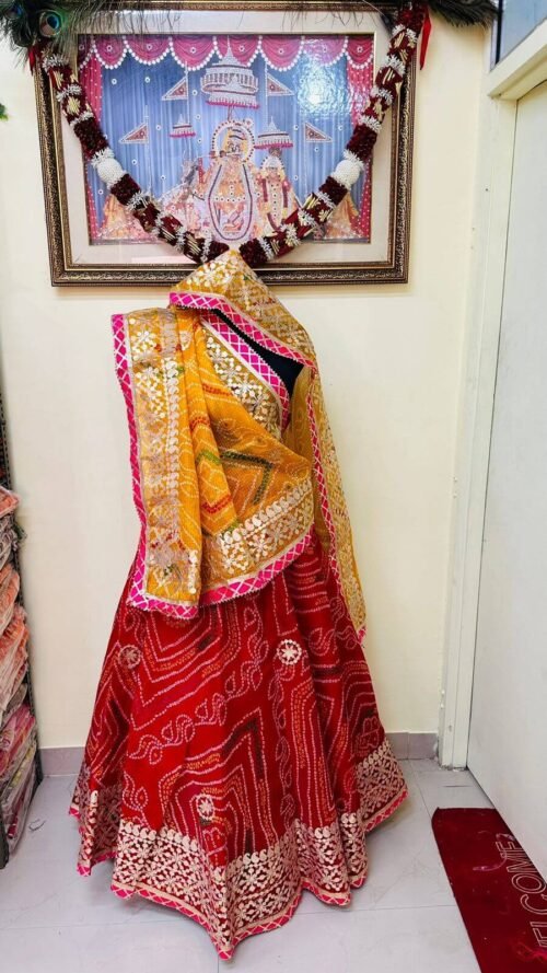 Rajasthani Lehenga Chunni Red Orange