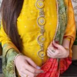 South Silk Hand Work Kurti Yellow