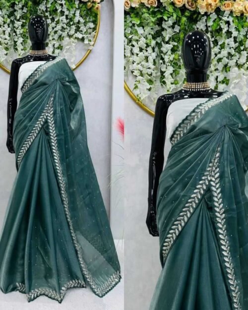 Designer Jimmy Choo Silk Saree Grey