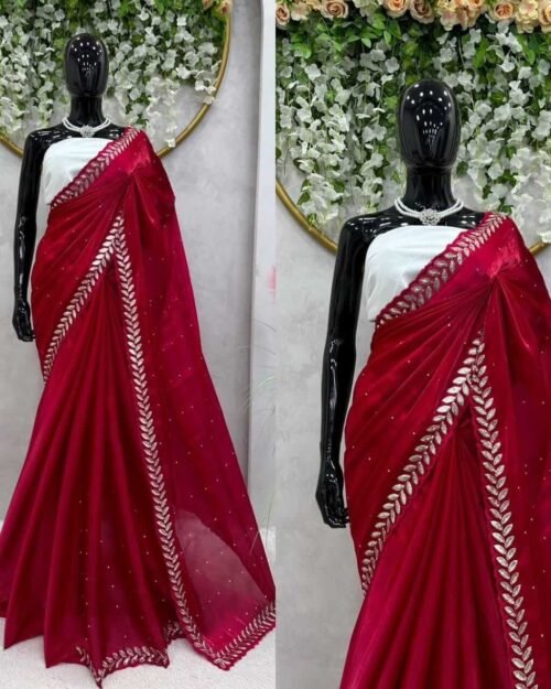 Designer Jimmy Choo Silk Saree Red